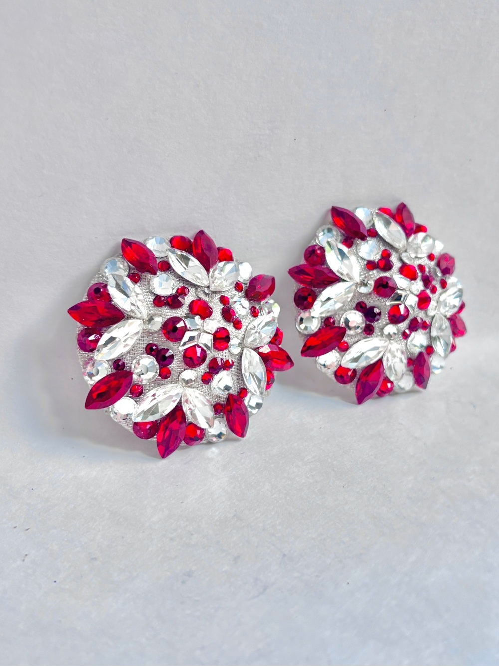 Red and Diamond Rhinestone Burlesque Reusable Pasties